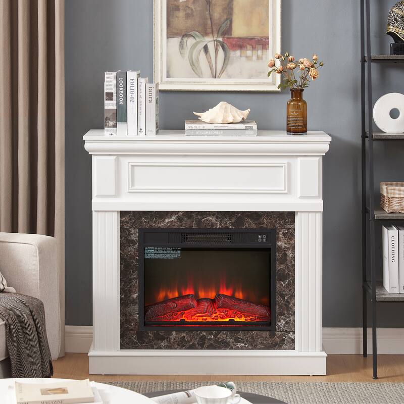 Electric Fireplace with Mantel,fireplace mantel surround with 23" Fireplace Insert, Adjustable Flame, Remote Control