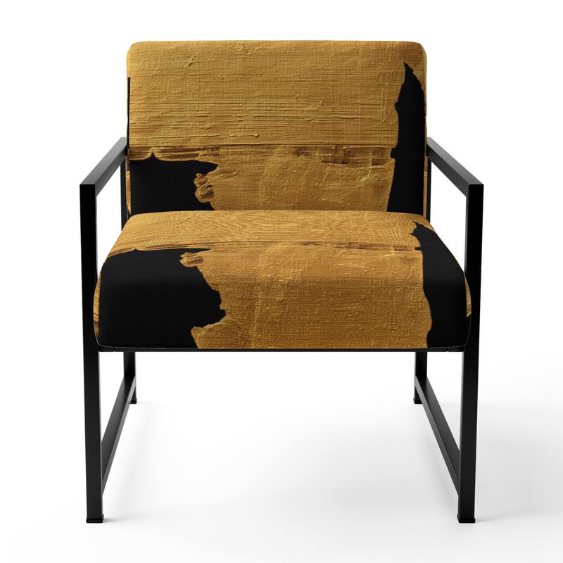 Designart "Black & White Crossing Paths I" Upholstered Abstract Accent Chair - Modern Arm Chair For Bedroom