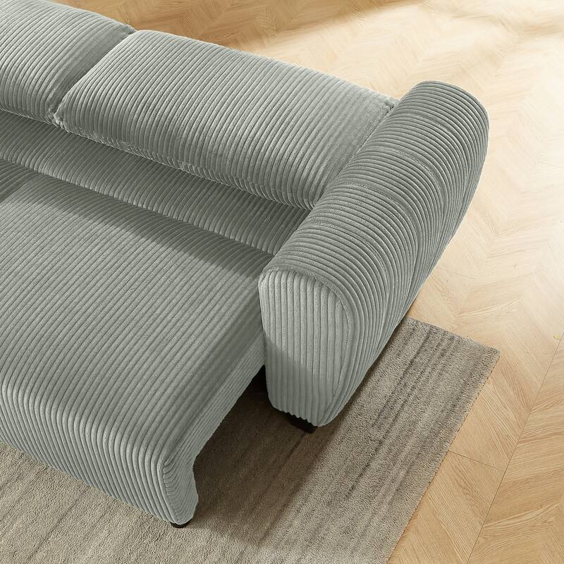 2-in-1 Convertible Corduroy Sleeper Sofa with Storage, Light Gray