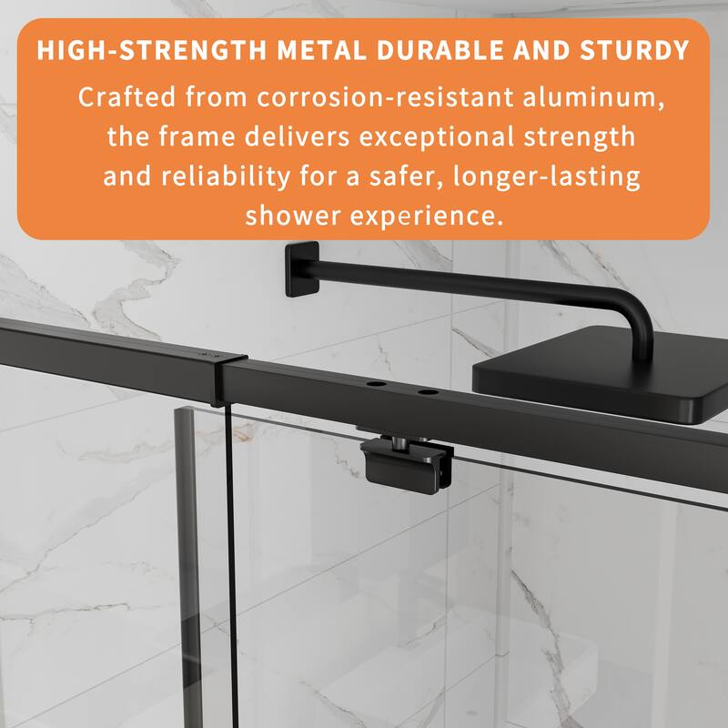 Modland 38-42"x71'' Adjustable Pivot Shower Door - Auto-Lift Hinge, Magnetic Seal, 5 Finishes for Uneven Walls - 42''x 71''