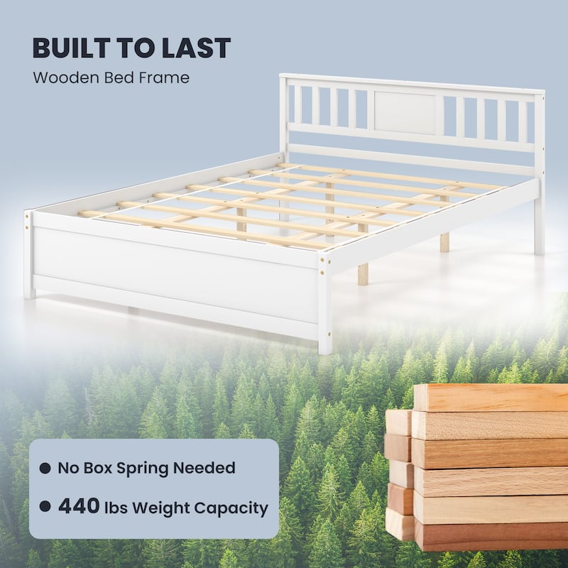 Gymax Twin / Queen / Full Size Bed Frame w/ Headboard Wood Slat