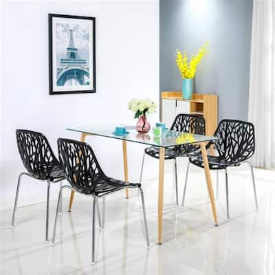 4pcs Birds Nest Style Lounge Chair Black - (21.3 x 21.3 x 33.5)"