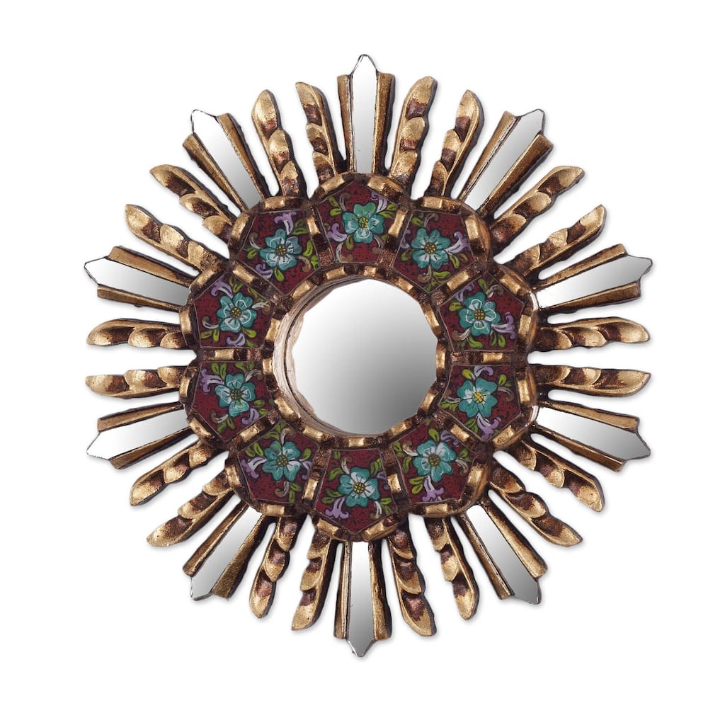 NOVICA Handmade Asasaawa Wood And Cotton Wall Mirror (Ghana) - 2.0 " W x 2.0" H