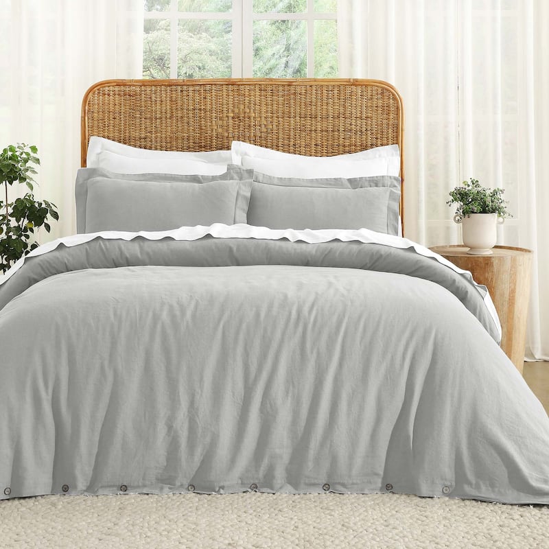 Superior Cotton Linen Garment Washed 3 Piece Duvet Cover Set