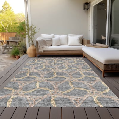 Machine Washable Indoor/ Outdoor Transitional Links Chantille Rug