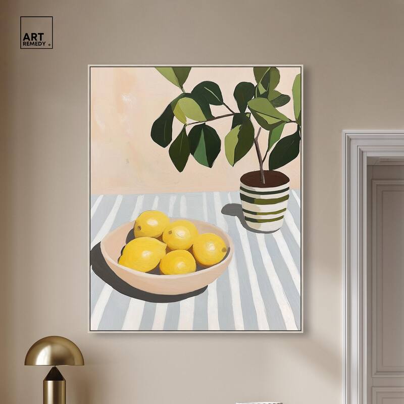 Lemon with Green Canvas by Art Remedy