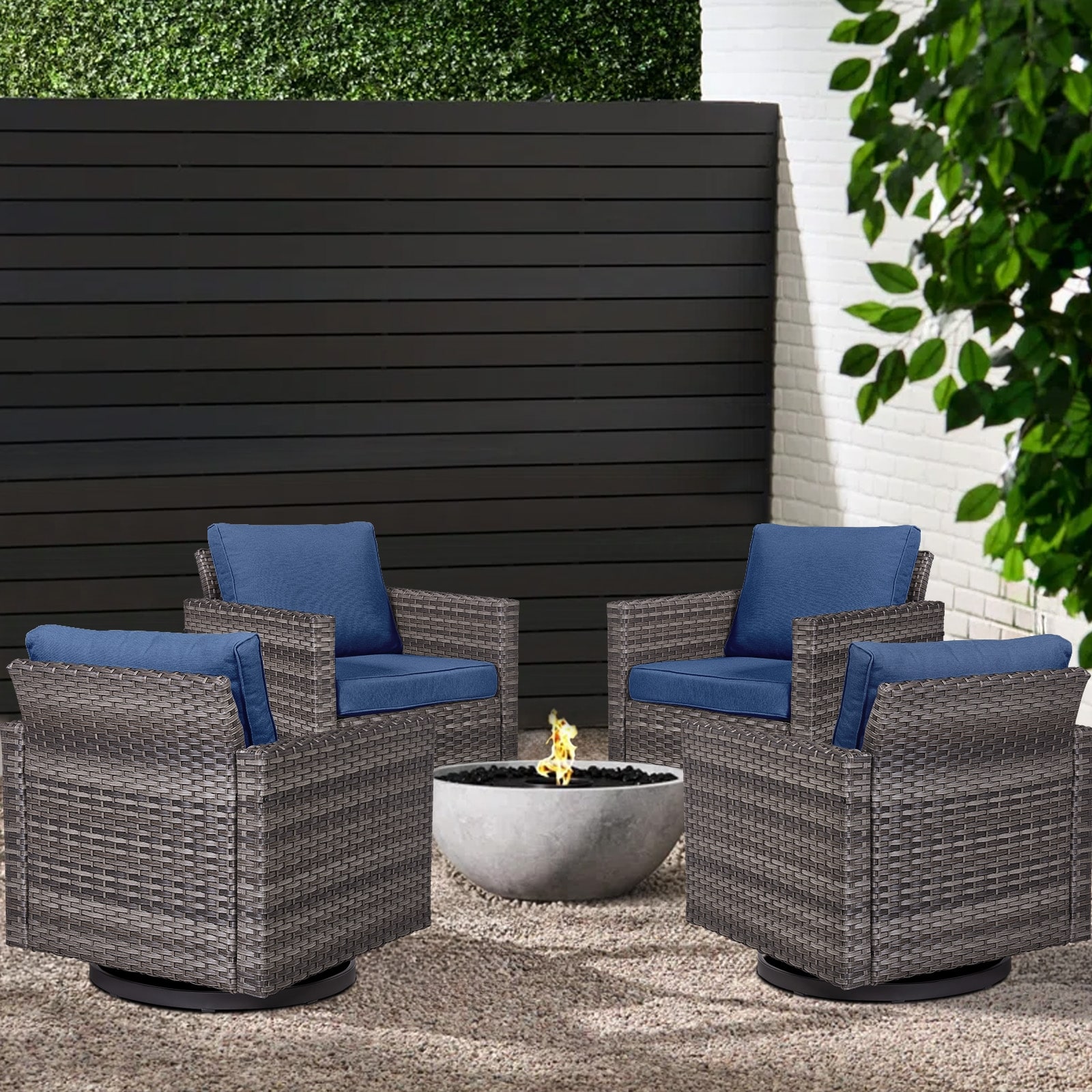 Gymojoy 4 Pieces Outdoor Patio Swivel Chairs with Cushion