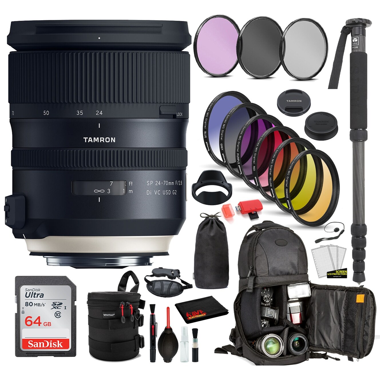 Shop Tamron Sp 24 70mm F 2 8 Di Vc Usd G2 Lens For Nikon F With Bundle Package Deal Black N A Overstock 31995949