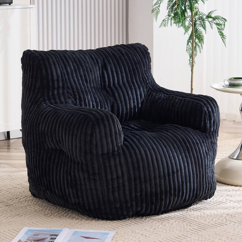 Soft Fluffy Corduroy Fabric Bean Bag Chair Filled With Memory Sponge