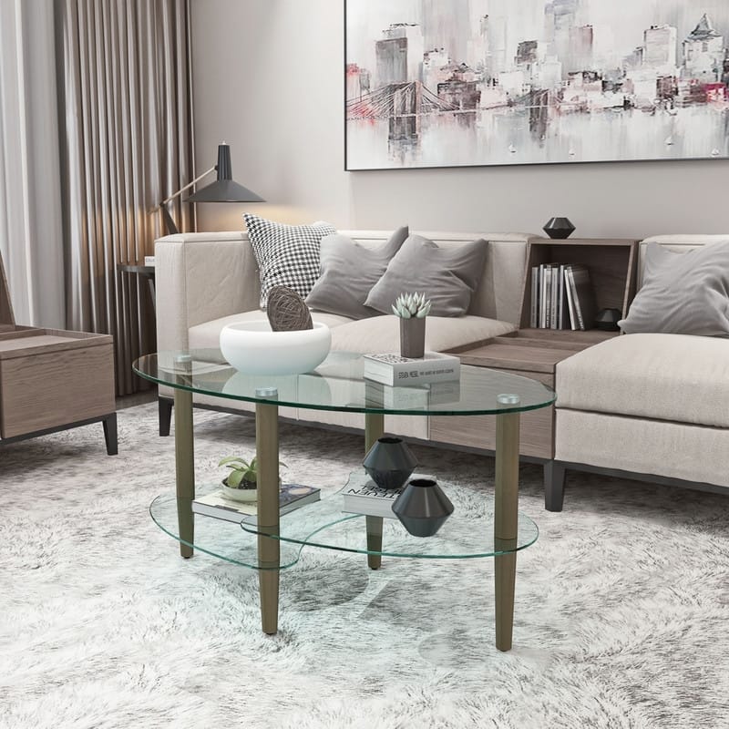3-Layer Oval Glass Coffee Table
