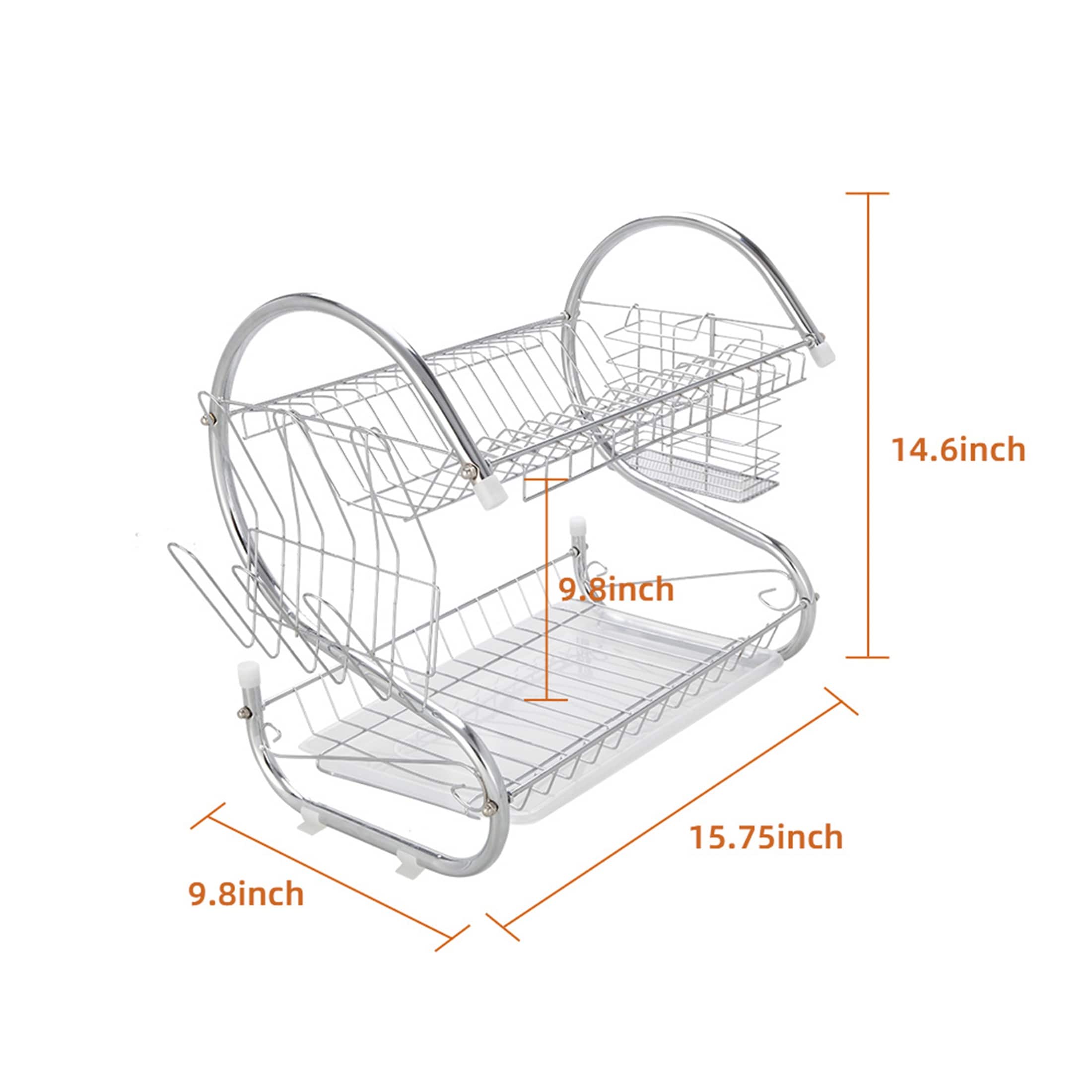 2 Tier Dish Drying Rack Drainer Stainless Steel Kitchen Cutlery Holder -  Bed Bath & Beyond - 35893028