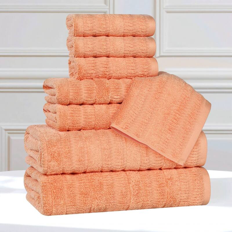 Superior Mika Smart Twist Cotton 8 Piece Towel Set - Peach