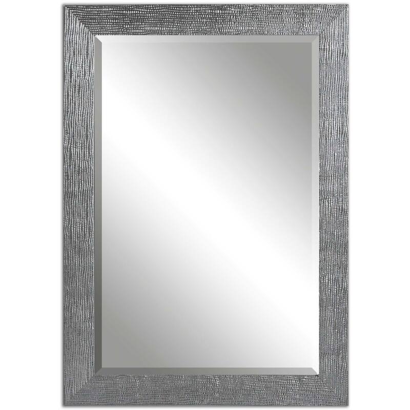 Uttermost Tarek 42" X 30" Textured Silver Contemporary Elegant Wall - Silver with Light Gray Wash