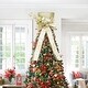 preview thumbnail 6 of 6, Sparkling Champagne Gold Santa Hat Tree Topper with Bow & Snowflakes - 25cm Festive Decor for Xmas Tree & Tabletop.