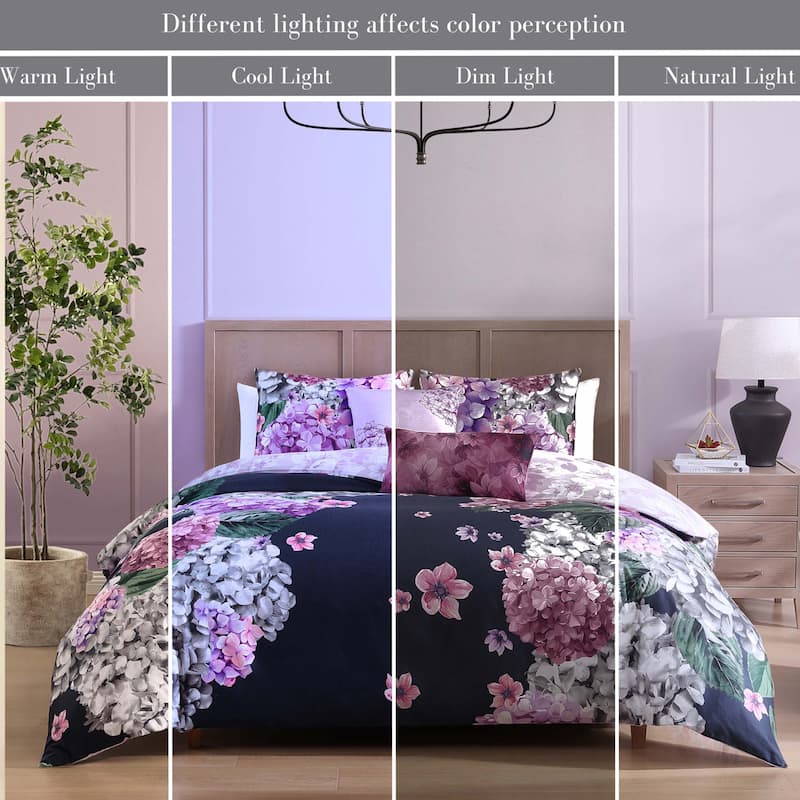 Bebejan Purple Bliss 100% Cotton Sateen 5 Piece Reversible Comforter Set