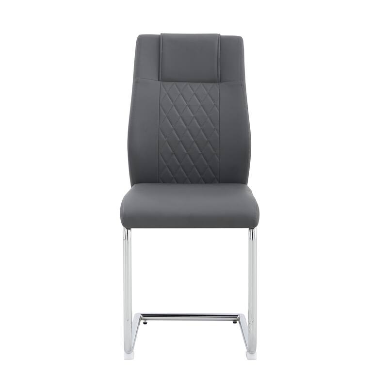 Leather Dining Chair Set of 6 Office Chair with C-Shaped Metal Legs