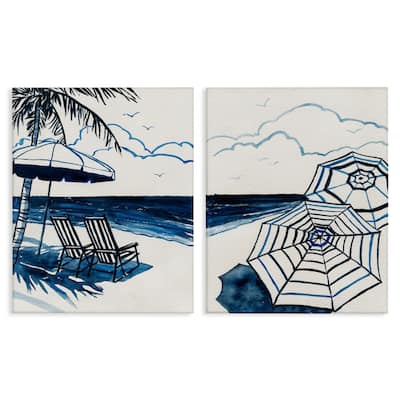 Stupell Tropical Ocean Views Canvas Wall Art Design By Carol Robinson (Set of 2)