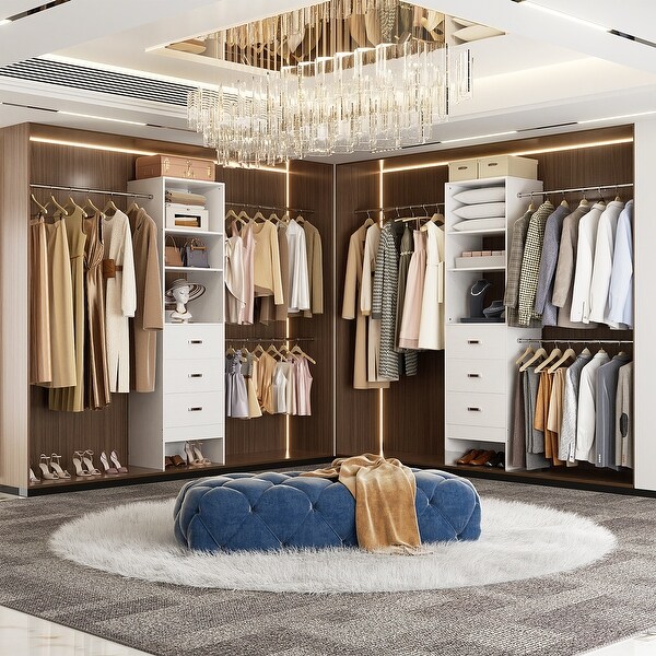 20.5-96'' W Closet Organizer System with Extendable Hanging Rods