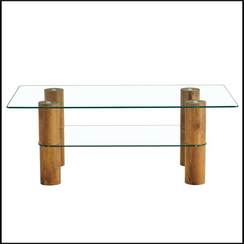 Double-layer Transparent Tempered Glass Coffee Table