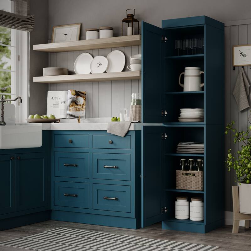 Palace Imports 100% Solid Wood 16.5" Kitchen Pantry Cabinet with Shaker Doors and Adjustable Shelves