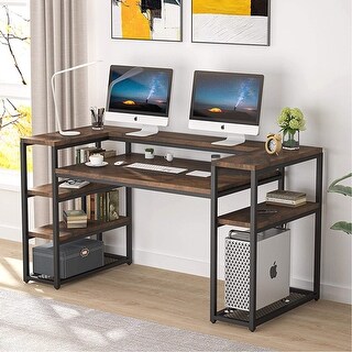 Tribesigns 63'' Computer Desk with Storage Shelves and Monitor 