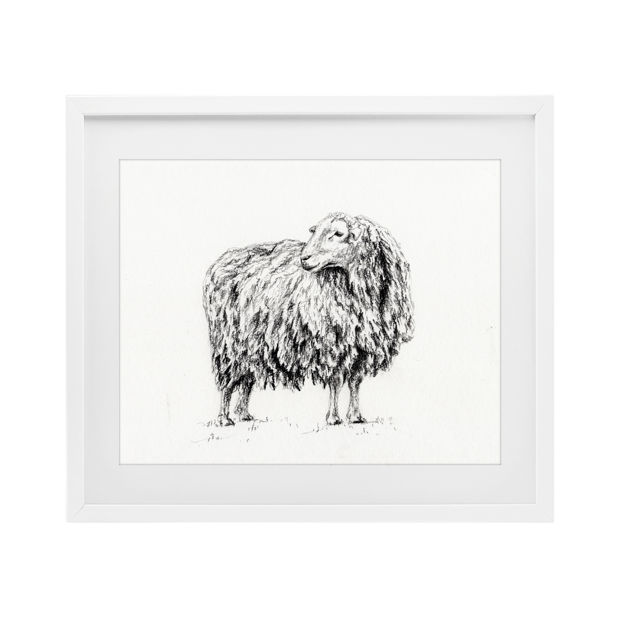 Stupell Sheep in Charcoal Under Glass Framed Design By Leah Noel Art