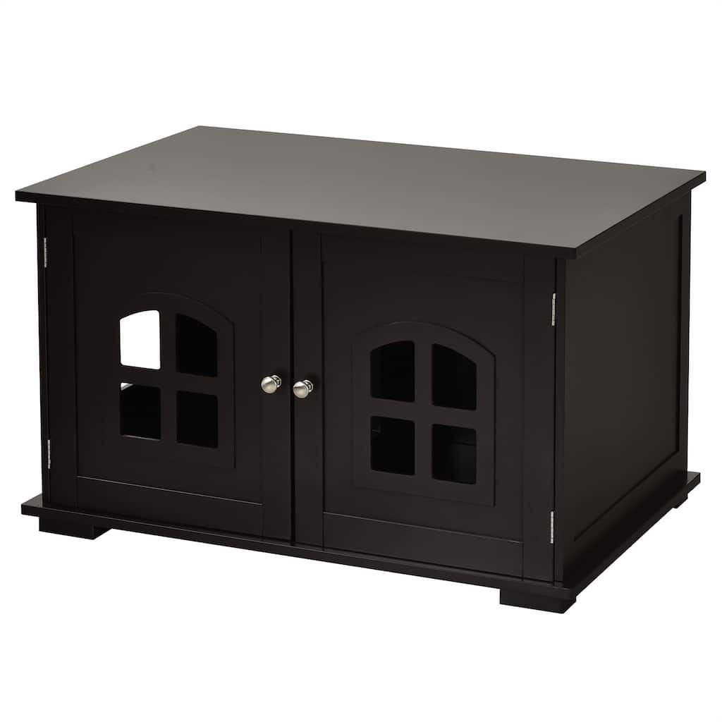 Large Wooden Cat Litter Box Enclosure Hidden Cat Washroom with Divider