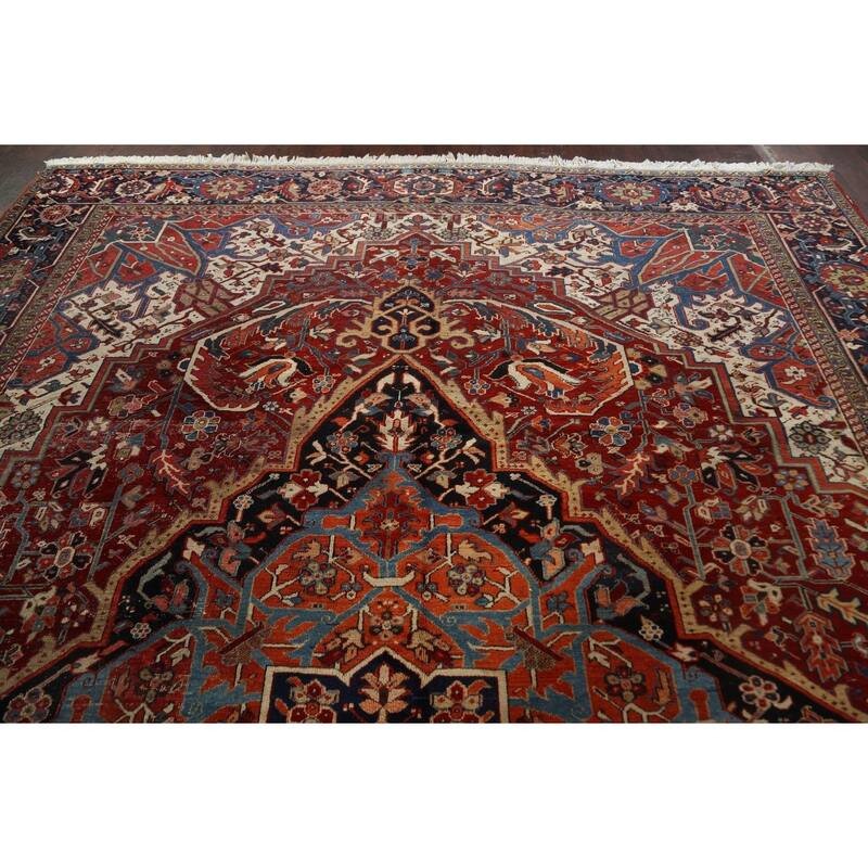 Antique Vegetable Dye Heriz Serapi Persian Wool Area Rug Hand-knotted - 11'7" x 15'10"