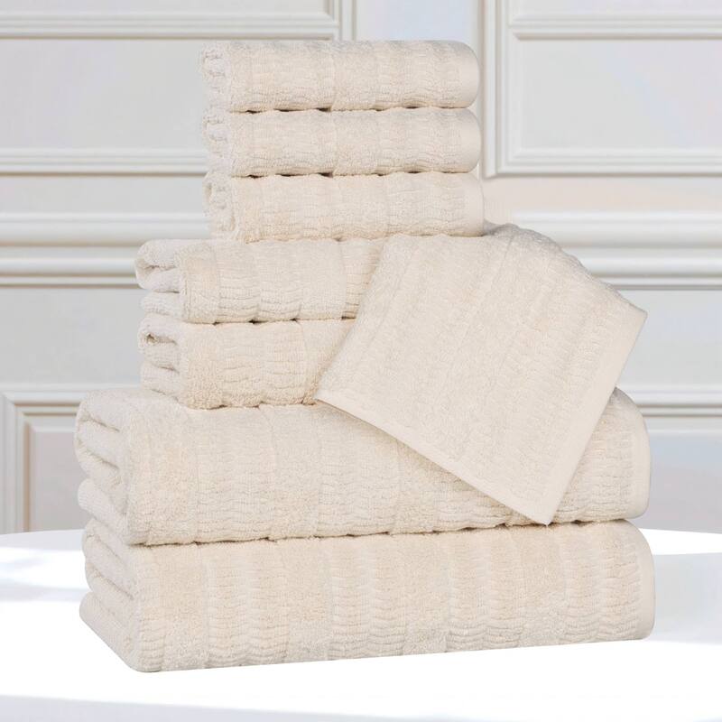 Superior Mika Smart Twist Cotton 8 Piece Towel Set - Ivory