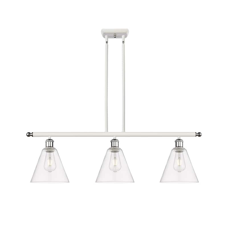 Innovations Lighting Berkshire - 3 Light 36" Stem Hung Island Light - Clear/White and Polished Chrome