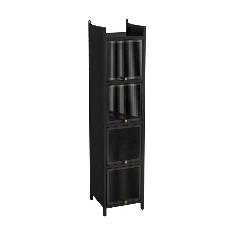 Modern Glass Door Cabinet with Featuring Storage, for Entryway Living Room Bathroom Dining Room