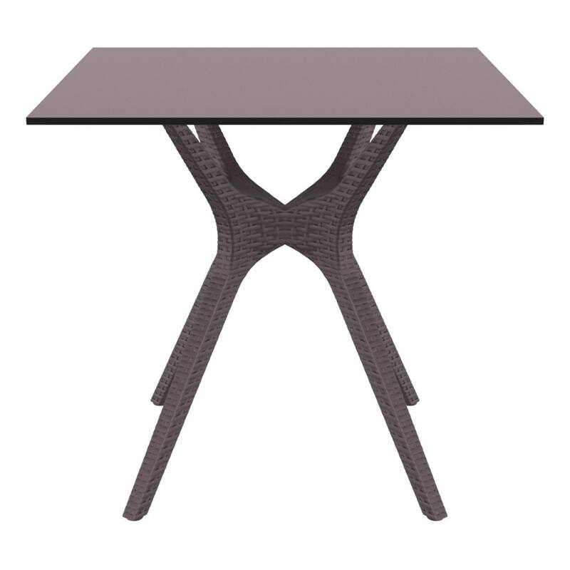 31.5" Brown Solid Square Patio Dining Table