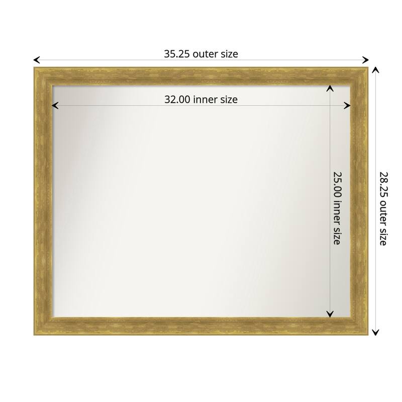 Angled Gold Framed Non-Beveled Custom Wall Mirror, Bathroom Vanity Mirror