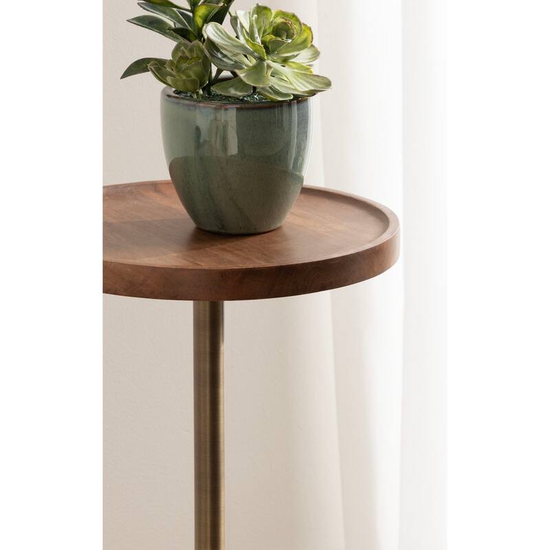 Kate and Laurel Shorrock Wood and Marble Side Table