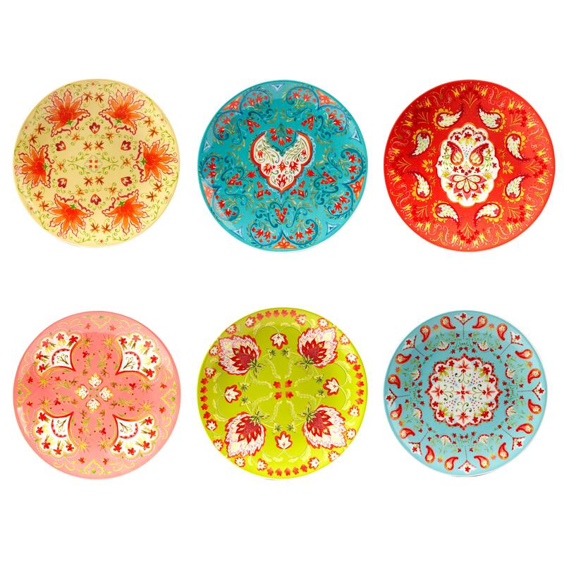 Certified International Francesca 8.5" Salad/Dessert Plates, Set of 6 Assorted Designs - 8.5" x 8.5"