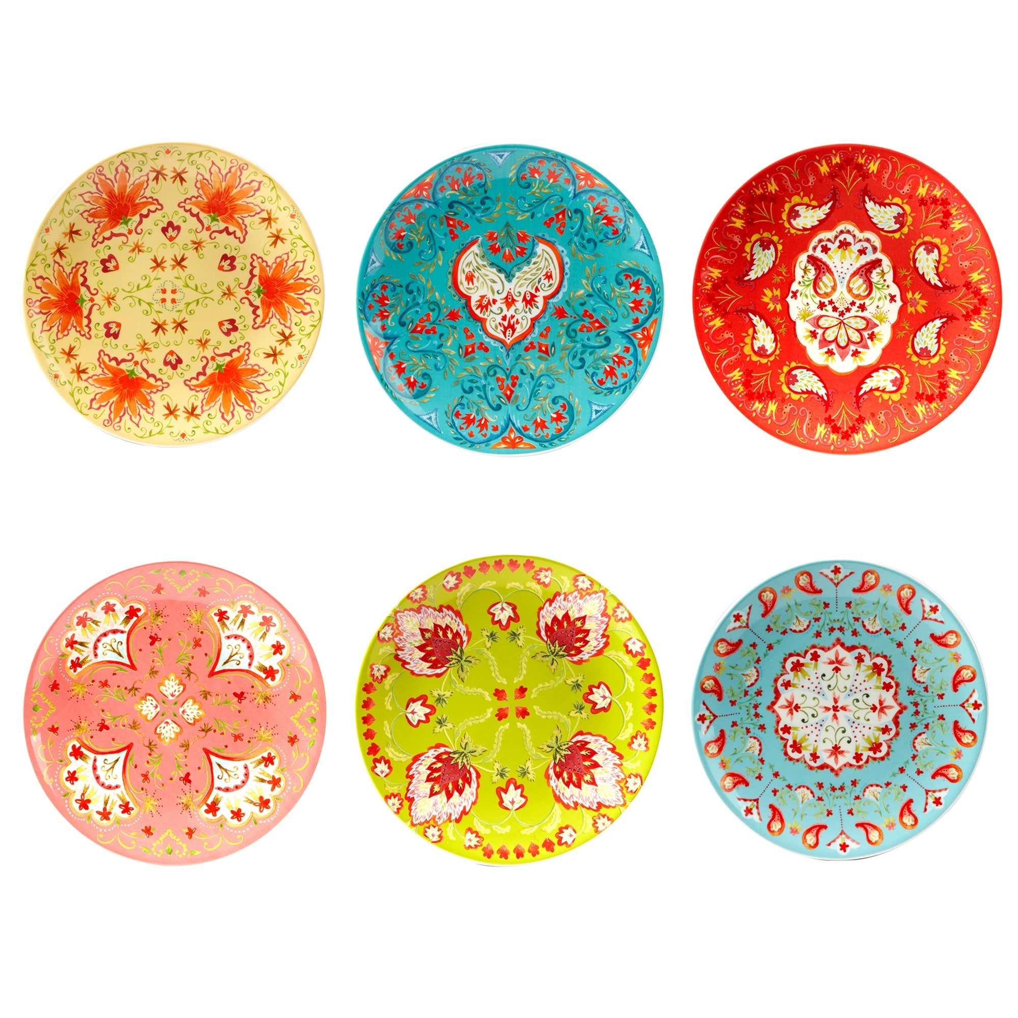 Certified International Francesca 8.5" Salad/Dessert Plates, Set of 6 Assorted Designs - 8.5" x 8.5"