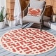 preview thumbnail 161 of 175, SAFAVIEH Courtyard Marita Indoor/ Outdoor Waterproof Patio Backyard Rug 5'3" x 5'3" Round - Red/Bone