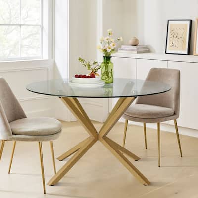 Round 39" Glass Dining Table - 39"x39"x30"