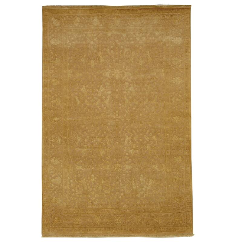 SAFAVIEH Couture Hand-knotted Josy of India Iyanna Traditional Border - 9' x 12' - Ivory/Ivory - Rectangle