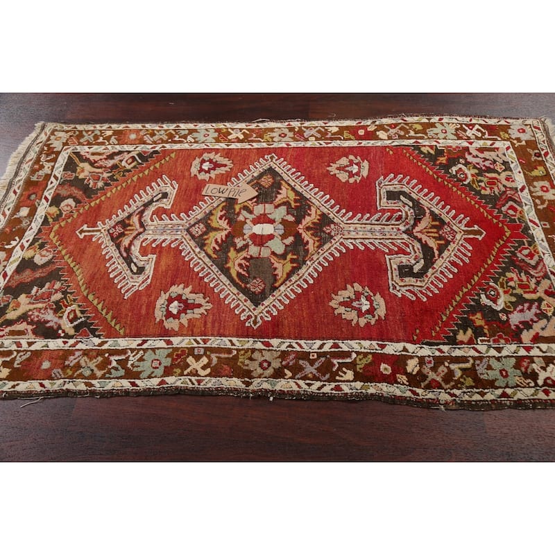 Vegetable Dye Geometric Anatolian Turkish Wool Area Rug Handmade - 3'9" x 6'7"