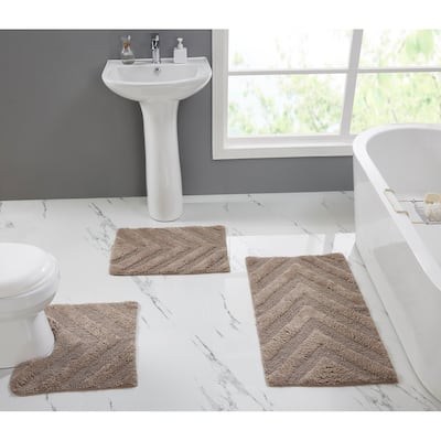 Better Trends Hugo Collection 100% Cotton Tufted Bath Rugs with Chevron Patterns, High Absorbency, Anti-Skid, Easy to Clean