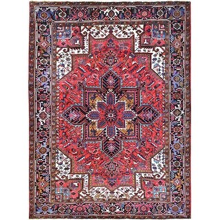 Shahbanu Rugs Husker Red Evenly Worn Pure Wool Abrash Hand Knotted ...