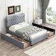 preview thumbnail 1 of 14, Full Size PU Leather Upholstered Platform Bed with 4 Drawers Grey - Full