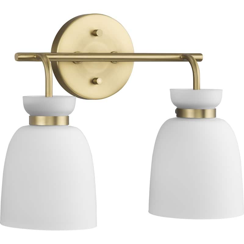Lexie Collection Two-Light Brushed Gold Contemporary Vanity Light - 14 in x 6.62 in x 11 in - 14 in x 6.62 in x 11 in