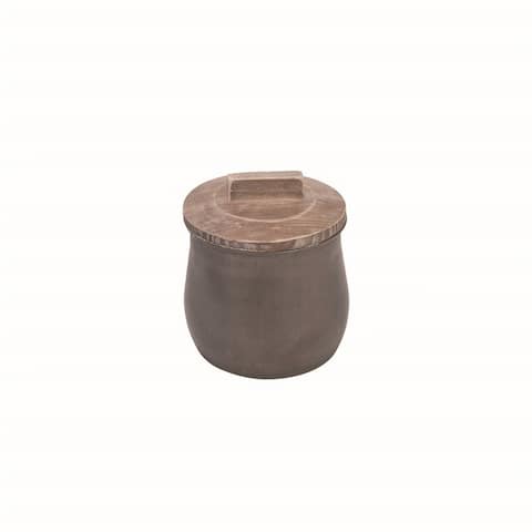 Foreside Home & Garden Small Distressed Gray Metal and Wood Decorative Storage Canister - 5.25x5.25x6.25
