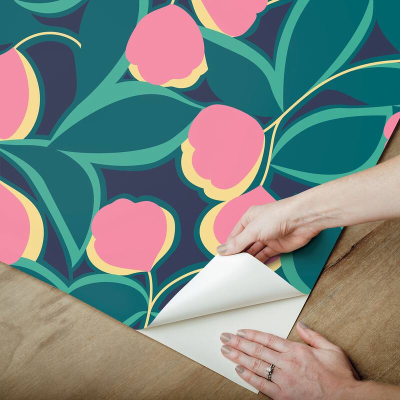 Megan Carter Talia Navy Peel and Stick Wallpaper