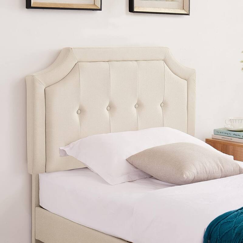VECELO Upholstered Platform Bed Frame with Adjustable Headboard