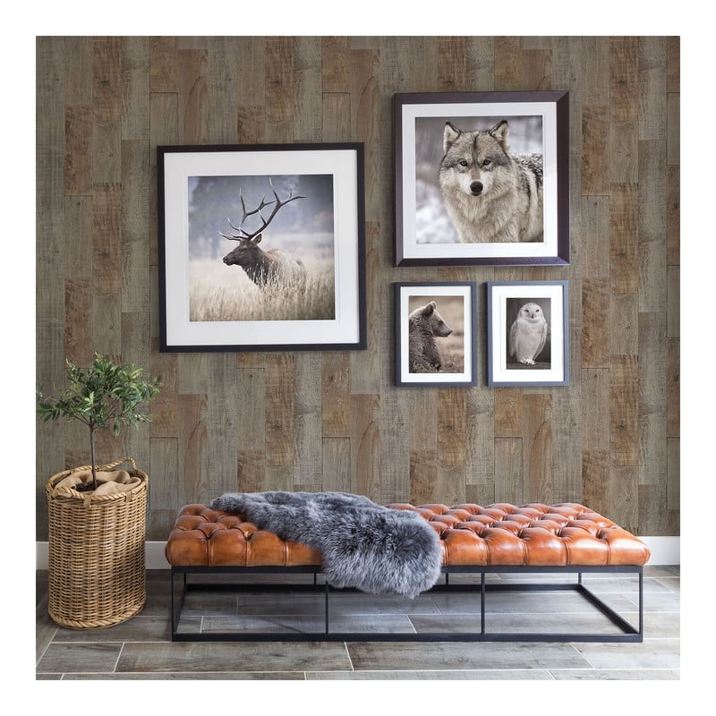 Chesapeake Chebacco Brown Wooden Planks Wallpaper - 20.5 x 396 x 0.025