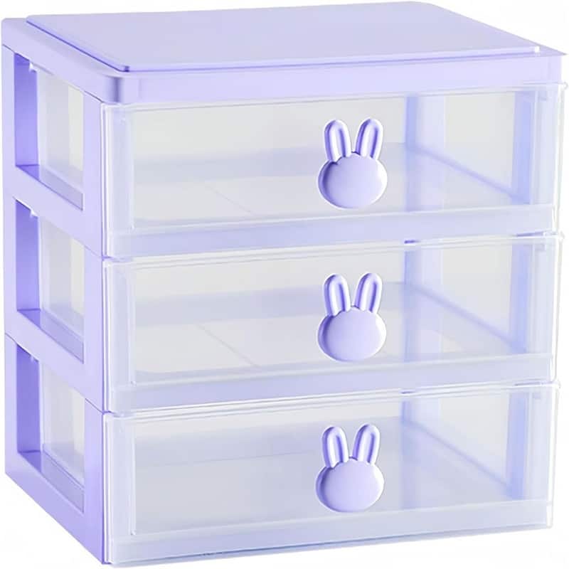 3 Drawer Storage Organizer Purple Plastic - Purple