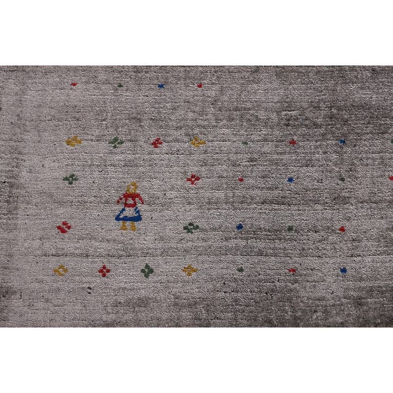 Tribal Gabbeh Oriental Area Rug Handmade Silk Carpet - 7'11" x 9'9"